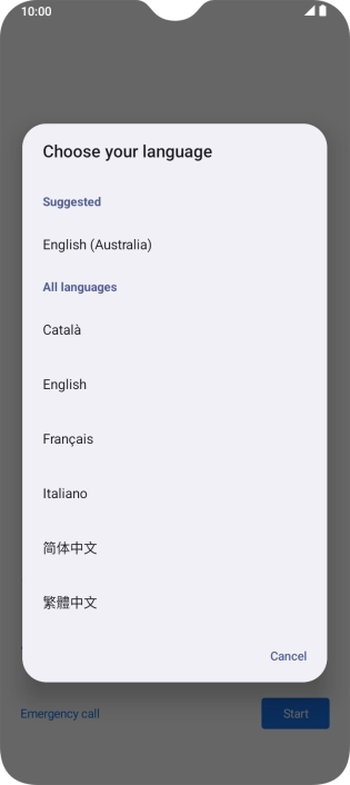 Press the required language.