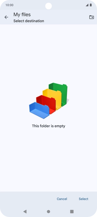 To create a new folder, press the new folder icon and follow the instructions on the screen to create a new folder.