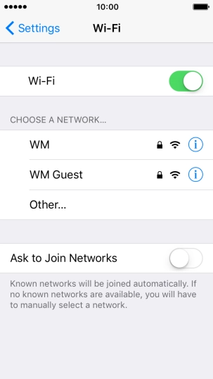 Press the required Wi-Fi network and key in the password for the Wi-Fi network.