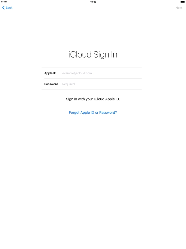 Press example@icloud.com and key in the username for your Apple ID.
