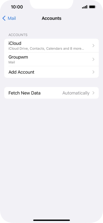 Press the name of the email account you've just set up.