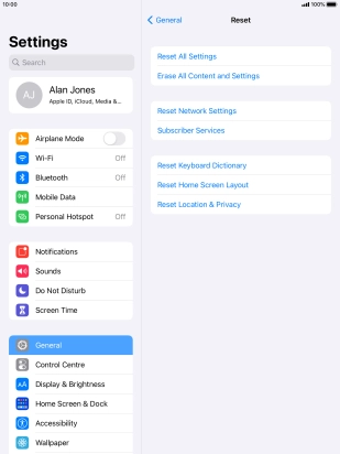 Press Reset All Settings.
