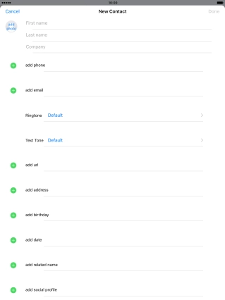 Press First name and key in the first name.