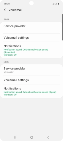 Press Voicemail settings below the required SIM.