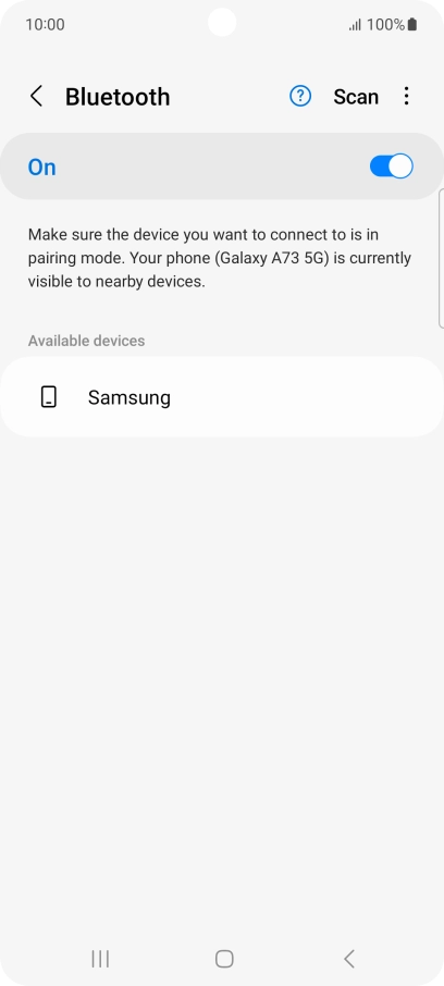 Press the required Bluetooth device and follow the instructions on the screen to pair the device with your phone.