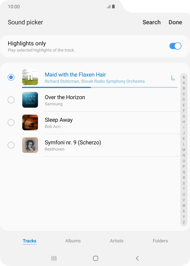 Once you've found a ring tone you like, press Done.