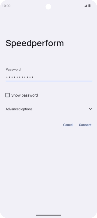 Key in the password for the Wi-Fi network and press Connect.
