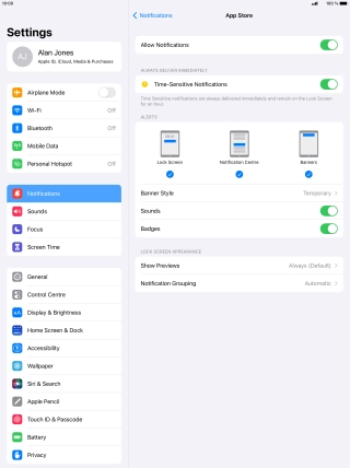 Press the indicator next to 