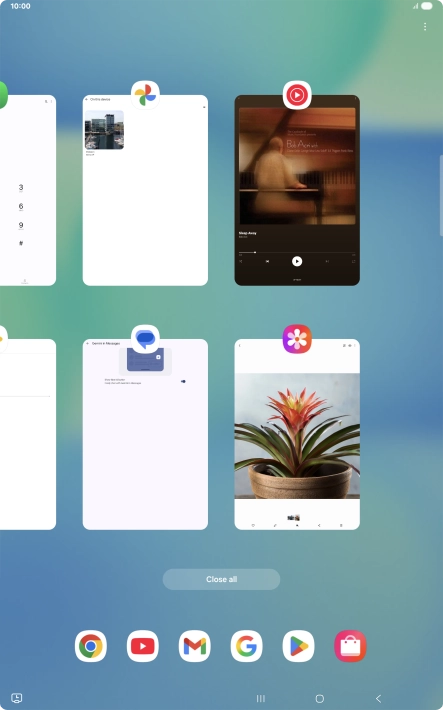 To end one running application, slide your finger upwards on the required application.