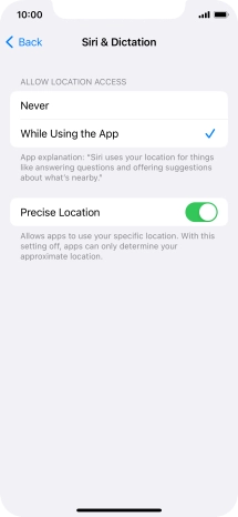 Press the required setting to turn the function on or off.