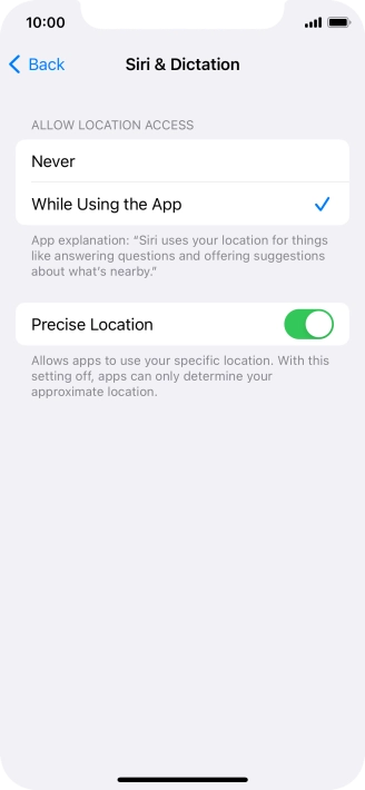 Press the required setting to turn the function on or off.