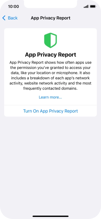Press Turn On App Privacy Report to turn on the function.
