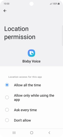Press the required setting.