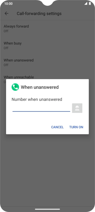 Key in +61414121121 and press TURN ON.