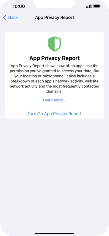 Press Turn On App Privacy Report to turn on the function.