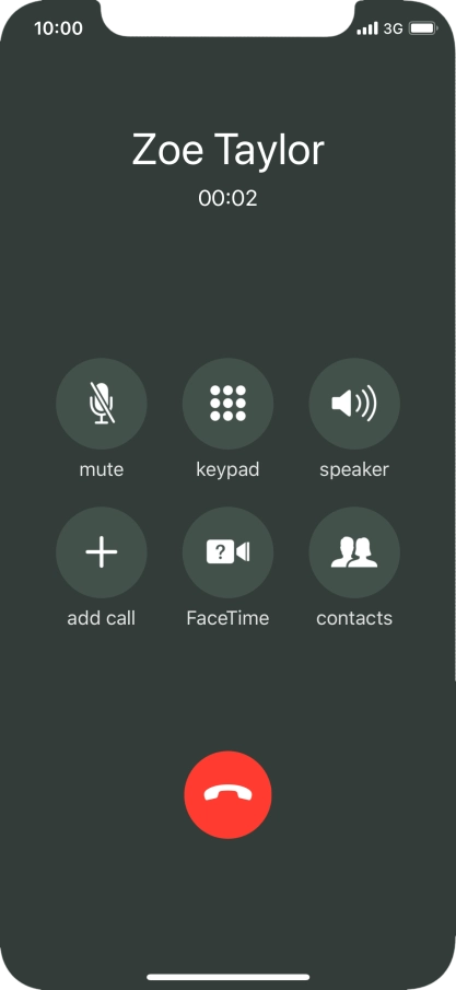 Press the end call icon to end the call.