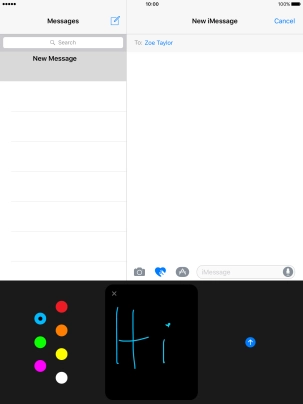 Press the send icon when you've finished your iMessage.