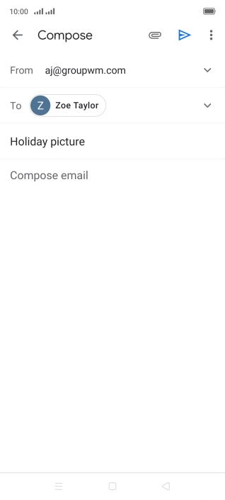 Press the text input field and write the text for your email message.