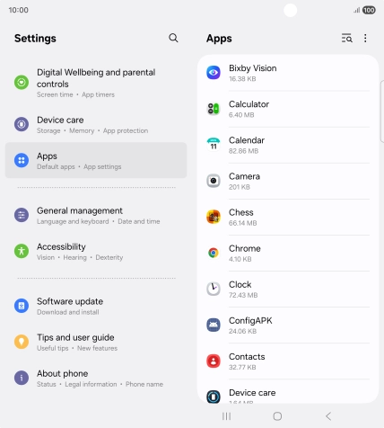 Press the required app.