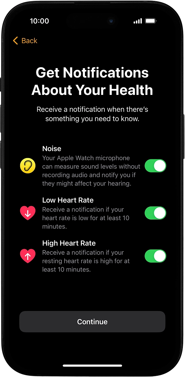 On your phone: Press the indicators to turn the required settings on or off.