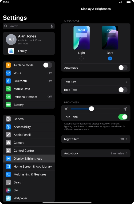Press the indicator next to 