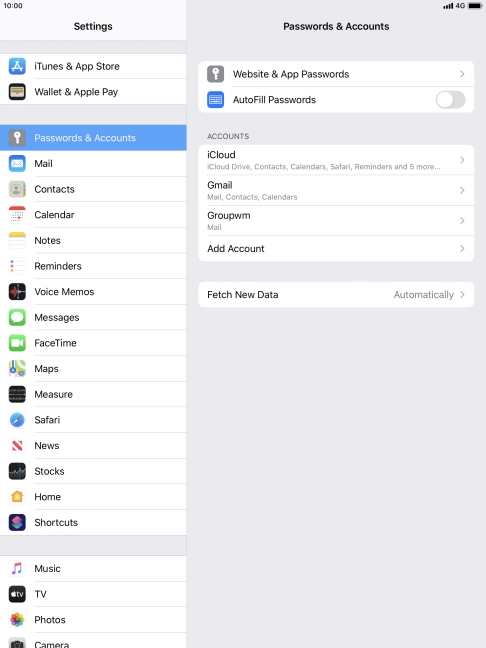Press the required account.