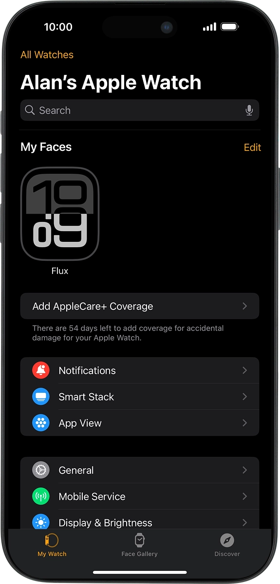 On your phone: Press My Watch.