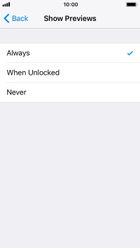 To select notification preview on the lock screen, press Always.