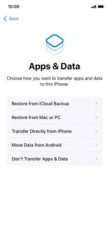 You can transfer content from an Android phone when your phone is activated for the first time and after a factory reset. When this screen is displayed, your phone is ready to transfer content from an Android phone.