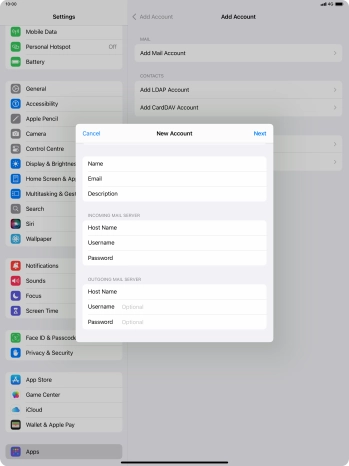 Press Username and key in the username for your email account. Please note that if you're using Vodafone's outgoing server, leave the username field empty.