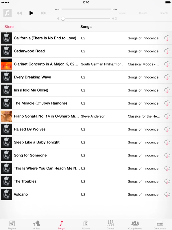 Go to the required category or playlist and press the required audio file.