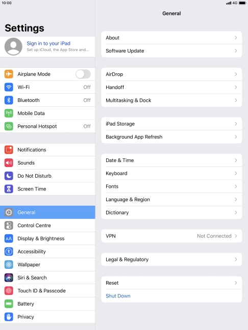 Press Sign in to your iPad.