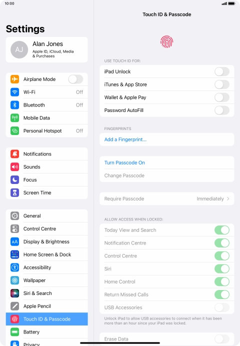 Press Add a Fingerprint... and follow the instructions on the screen to add your fingerprint.