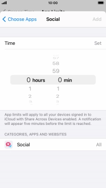 Set the required time limit for use of the selected category.