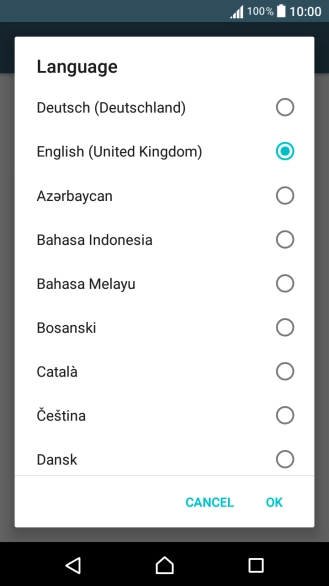 Press the required language.