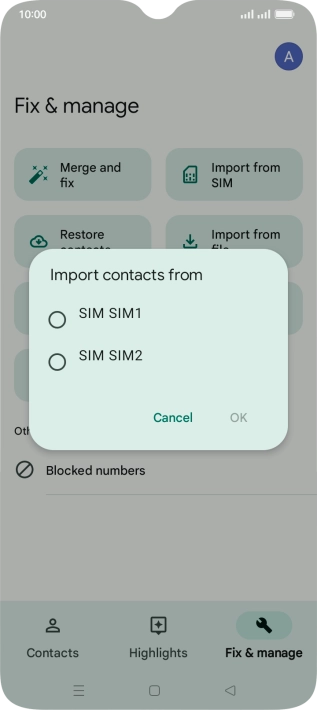 Press the name of the SIM.