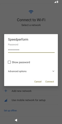 Key in the password for the Wi-Fi network and press Connect.