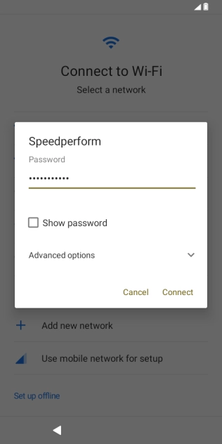 Key in the password for the Wi-Fi network and press Connect.