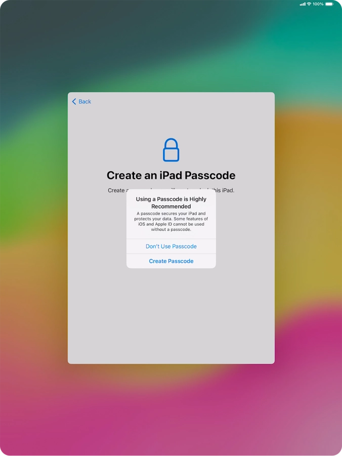 If you turn off the function, press Don't Use Passcode.