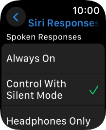 Press the required setting.