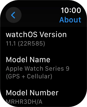 The software version of your Apple Watch is displayed below watchOS Version.