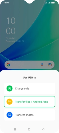 Press Transfer files / Android Auto.
