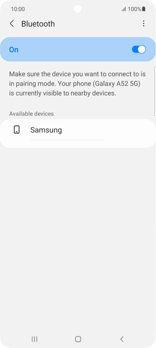 Press the required Bluetooth device and follow the instructions on the screen to pair the device with your phone.