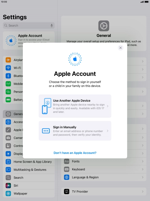 Press Sign in Manually.