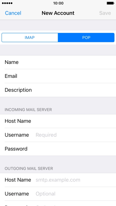 Press Username and key in the username for your email account.