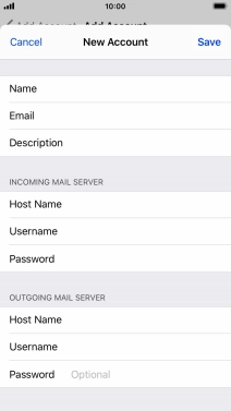 Press Password and key in the password for your email account. Please note that if you're using Vodafone's outgoing server, leave the password field empty.