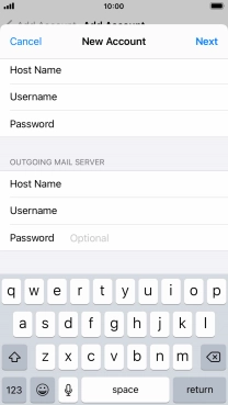 Press Password and key in the password for your email account. Please note that if you're using Vodafone's outgoing server, leave the password field empty.