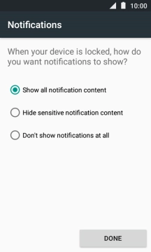 Press the required setting.
