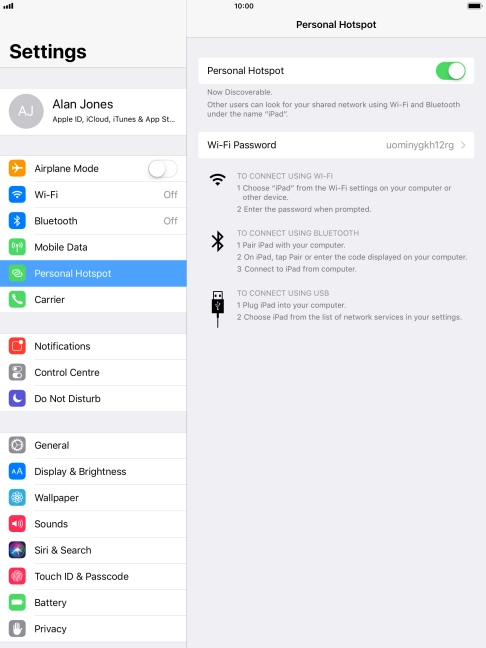 Press Wi-Fi Password and key in the required password.