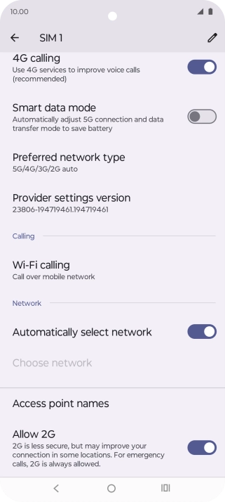 Press Access point names.